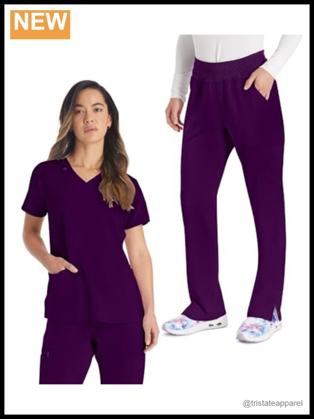 Women's Scrub Set V-Neck Top Tapered Leg Pants Medical Work Uniform